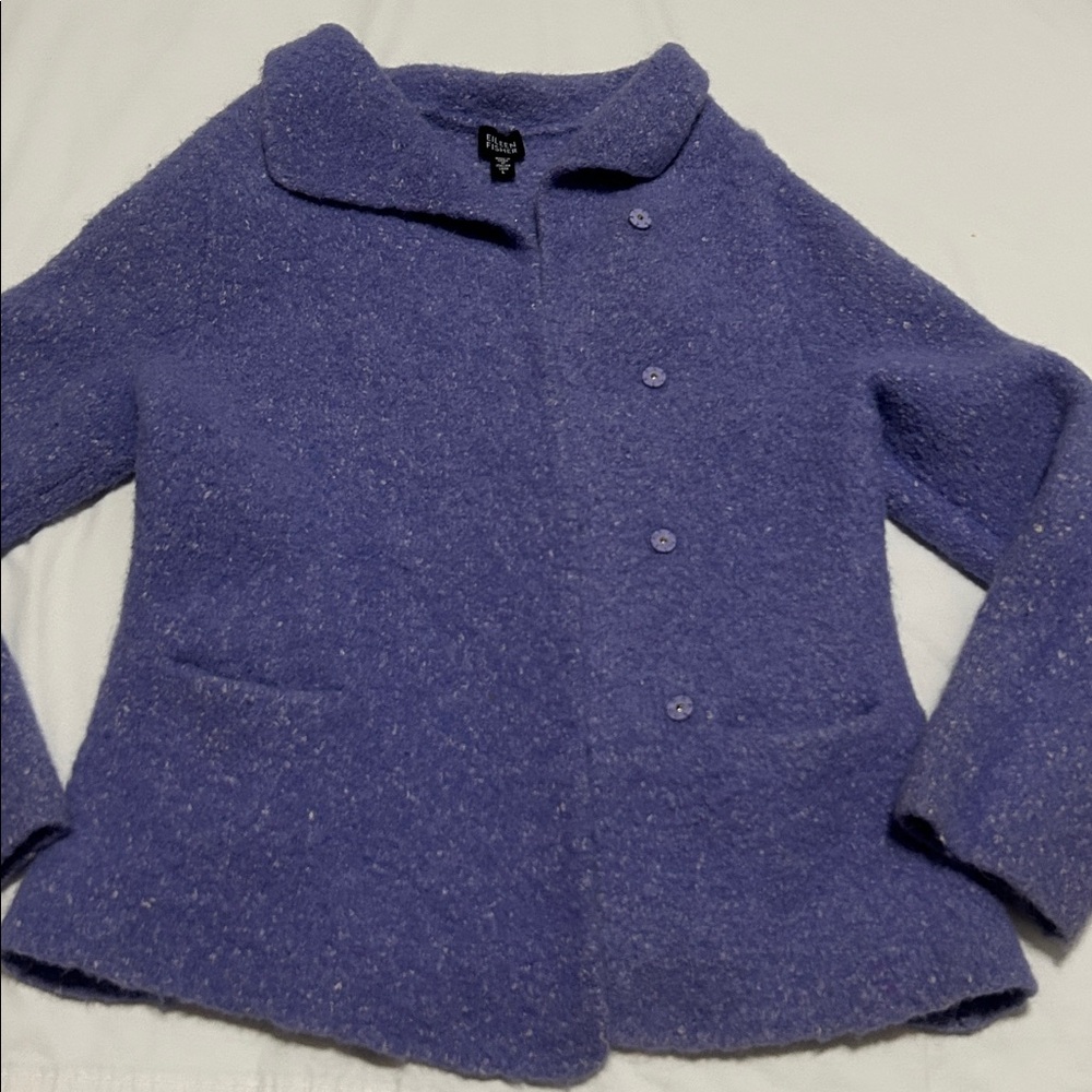 Eileen Fisher Lavender Teddy Jacket Cardigan Alpaca/Wool/Silk M